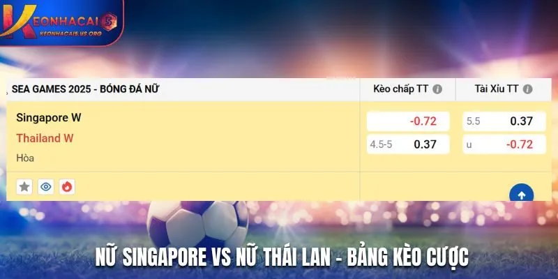 Soi kèo Nữ Singapore vs Nữ Thái Lan - bảng tỷ lệ cá cược